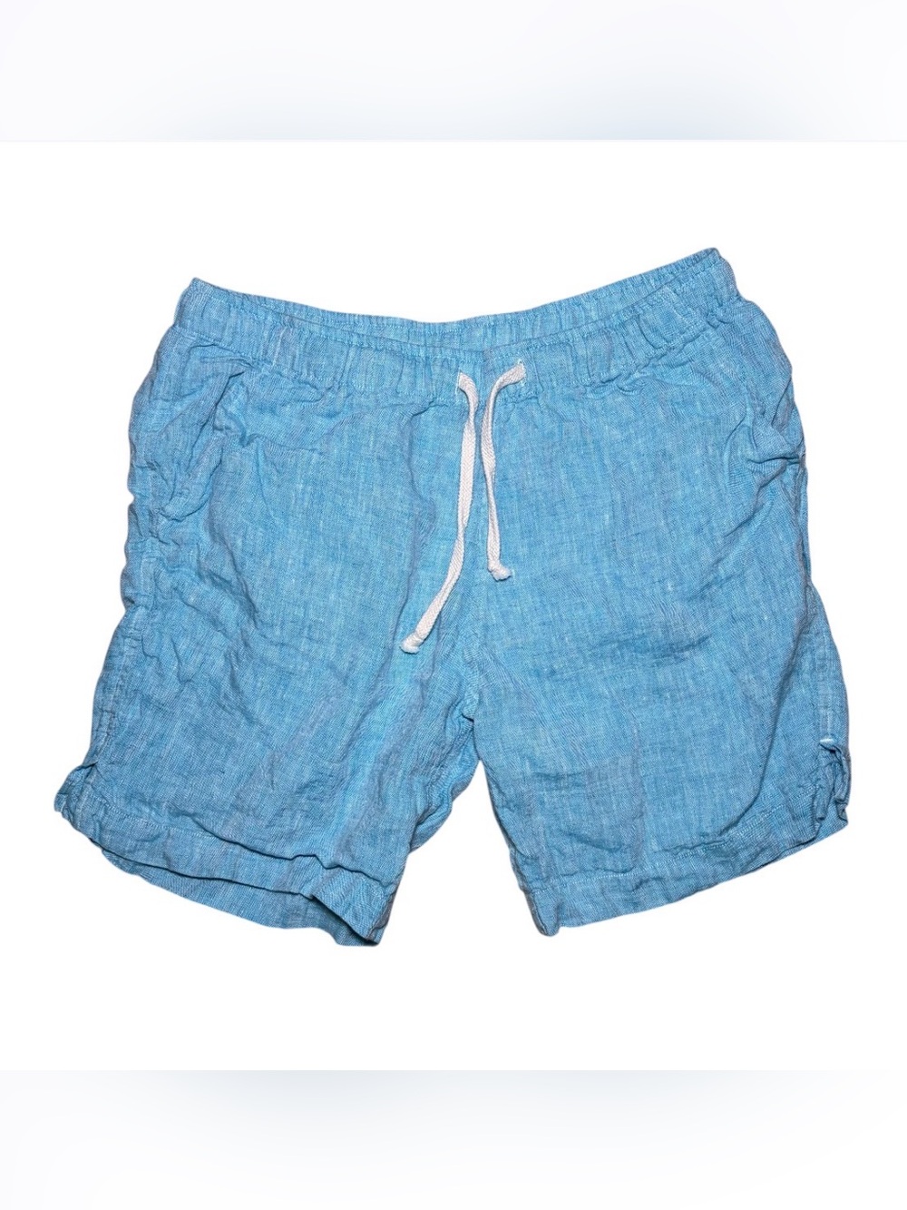 Alex Crane Bo Linen Drawstring Shorts Small Green French Linen Casual